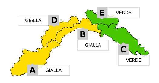 Allerta meteo gialla sul centro e ponente della Liguria per domani
