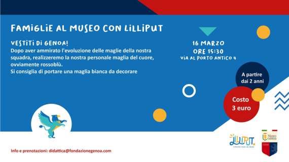  Evento "Famiglie al Museo": un laboratorio creativo dedicato alle maglie del Genoa per bambini e famiglie