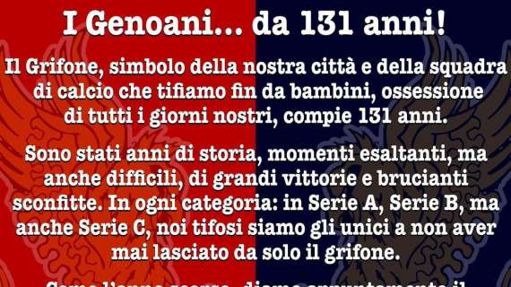 Genoa tifosi, la festa per i 131 anni, appuntamento a De Ferrari