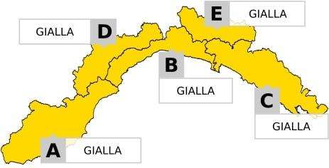 Allerta meteo gialla sulla Liguria per domani