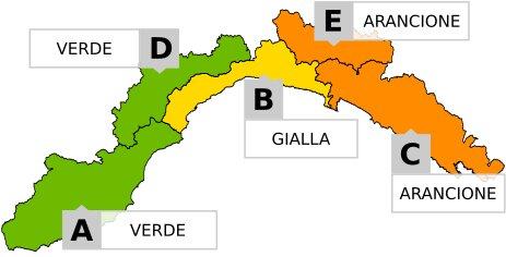 Allerta meteo su parte della regione Liguria per temporali