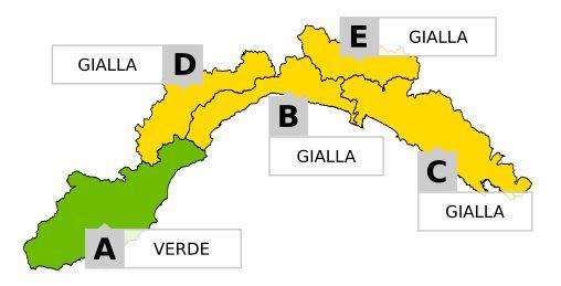 Allerta gialla per domani in Liguria