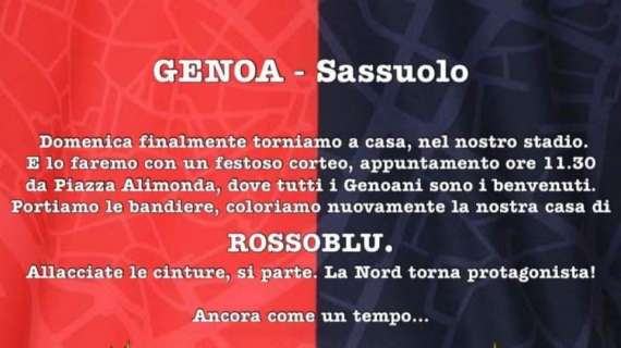 Genoa-Sassuolo, comunicato della Gradinata Nord