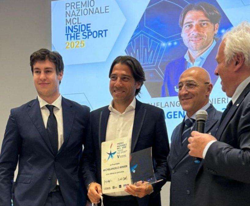 Michelangelo Minieri alla premiazione di Coverciano