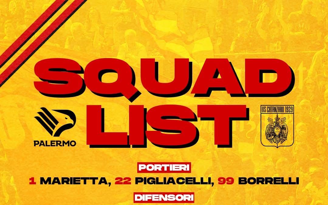 Palermo-Catanzaro: i convocati di mister Aquilani
