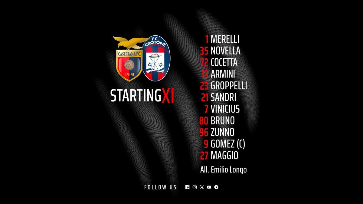 Casertana-Crotone: le formazioni ufficiali 