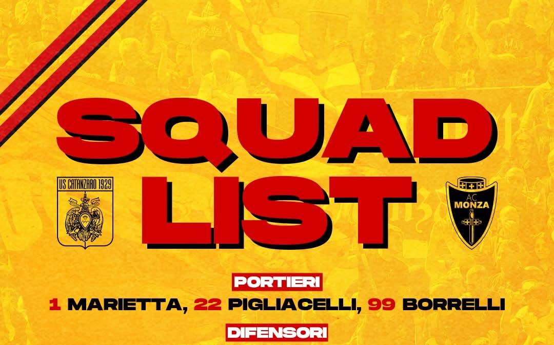 Catanzaro-Monza: i convocati giallorossi 
