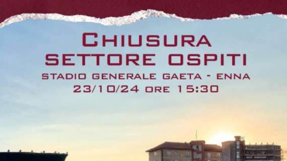 Settore ospiti del “Generale Gaeta” di Enna chiuso per lavori di ristrutturazione 
