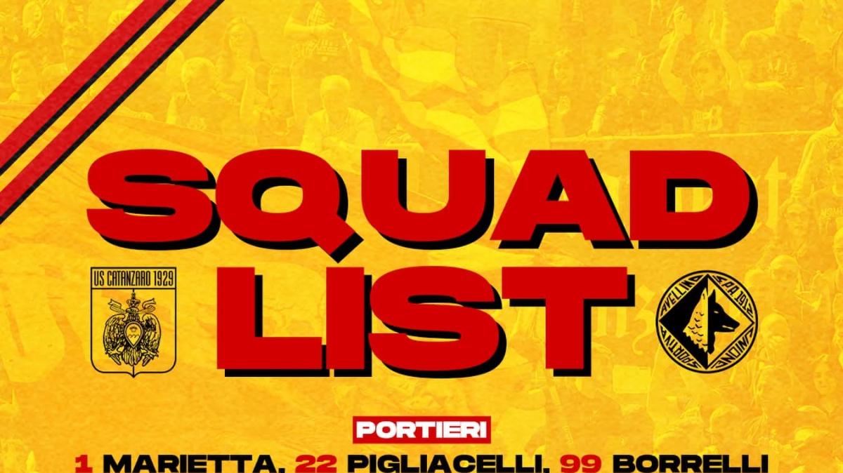 Catanzaro-Avellino: i convocati giallorossi 