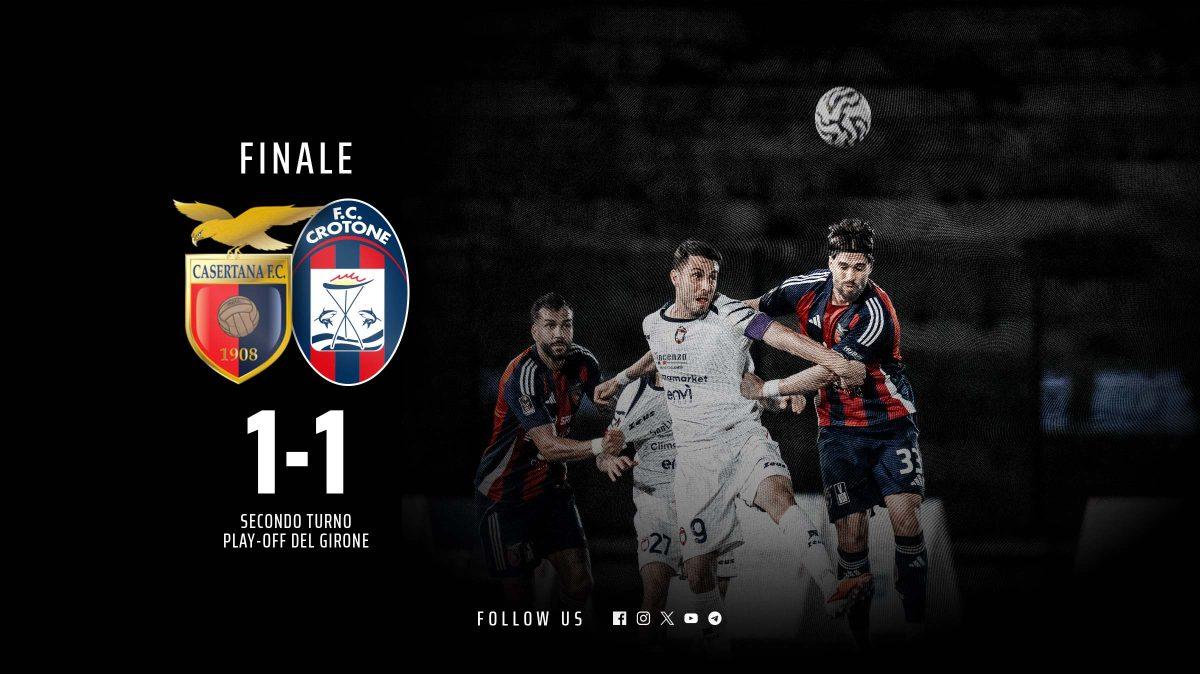 Crotone fermato sul pari: 1-1 a Caserta, rossoblù eliminati dai playoff