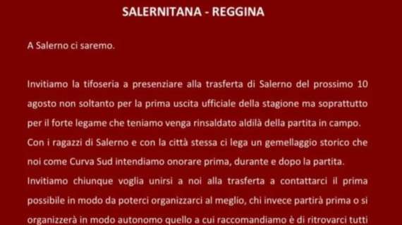 Reggina, Curva Sud: “Tutti a Salerno il 10 agosto”
