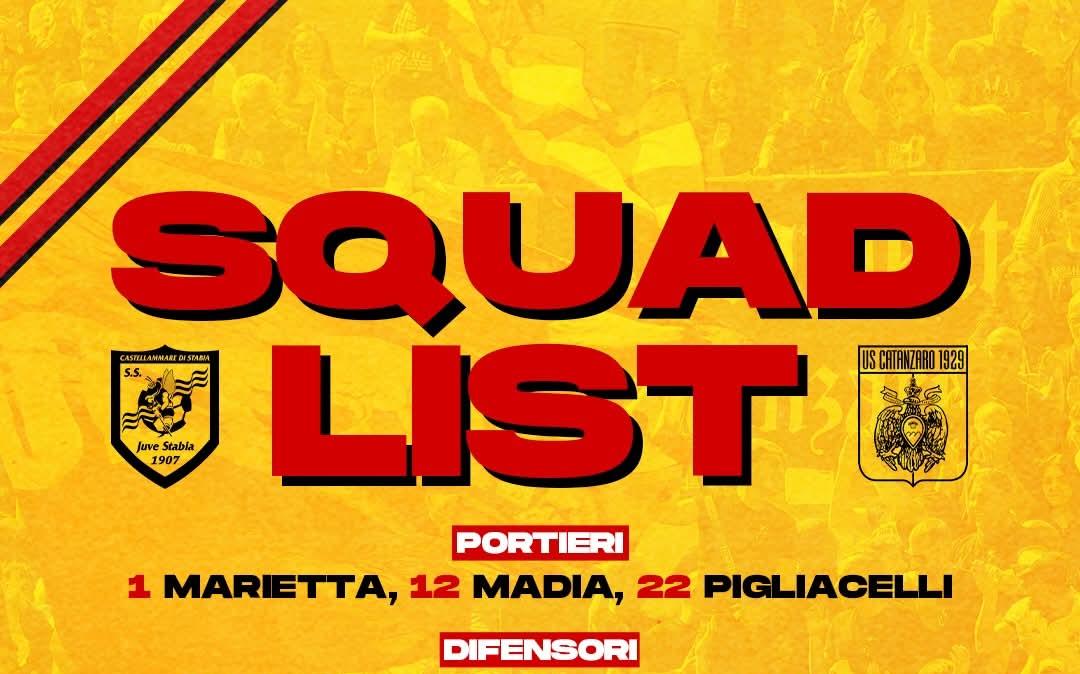 Juve Stabia-Catanzaro: i convocati giallorossi