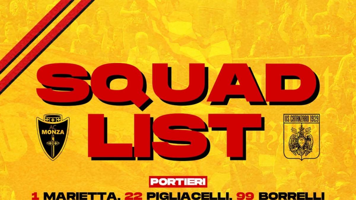 Monza-Catanzaro: i convocati giallorossi