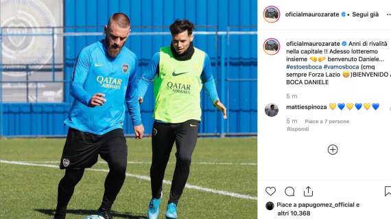 Zarate accoglie De Rossi al Boca: "Lotteremo insieme, ma sempre forza Lazio" - FOTO
