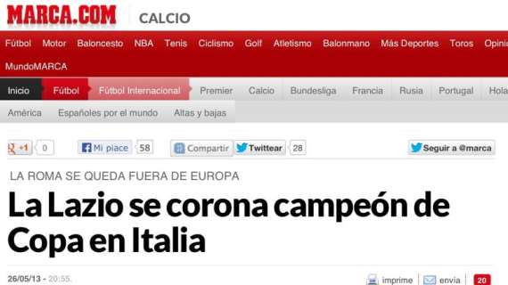 "La Lazio se corona campeón de Copa en Italia", il mondo celebra la Lazio - FOTO