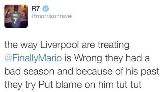 Morrison difende Balotelli: "Il Liverpool sbaglia la stagione e dà la colpa a lui..."