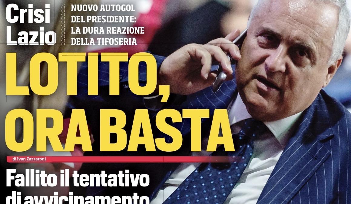 Il Corriere dello Sport: “Crisi Lazio. Lotito, ora basta: lettera imbarazzante”