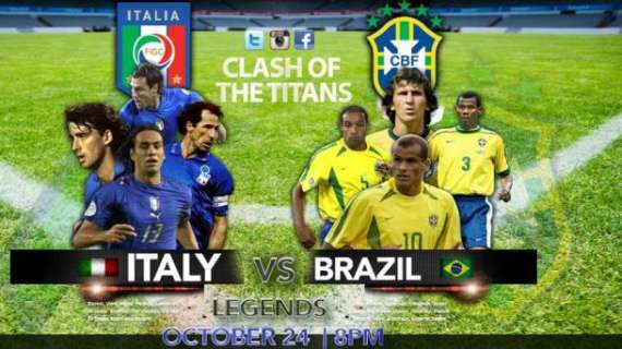 Il 24 ottobre Italia vs Brasile Legends: in campo Nesta, Mancini e Vieri!