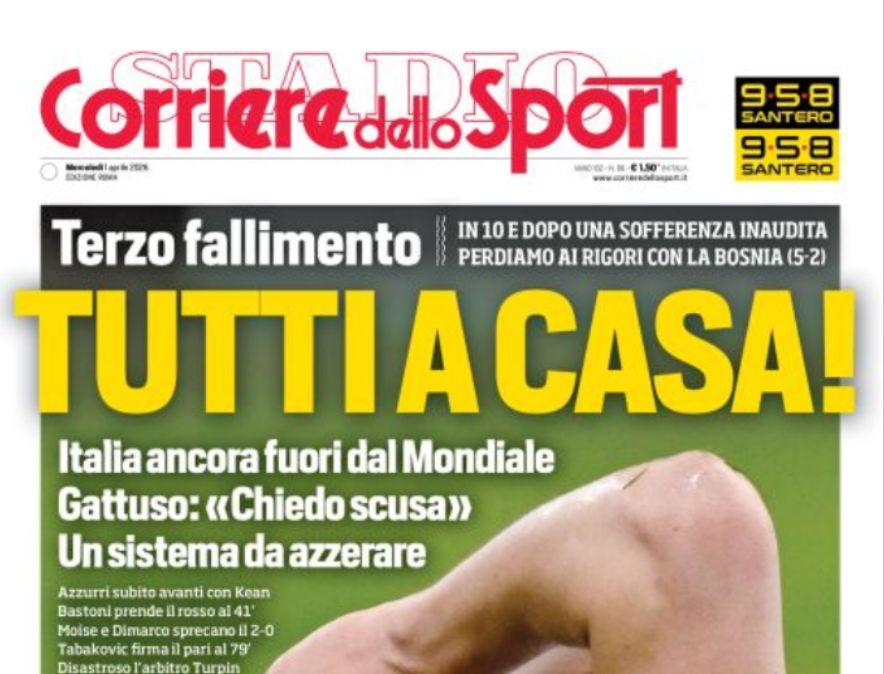 Italia, un altro fallimento Mondiale: i titoli dei quotidiani