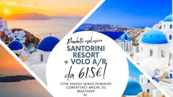 Santorini low cost  da 615€ pp! Sulla spiaggia di Karterados! Prenota la tua prossima estate!