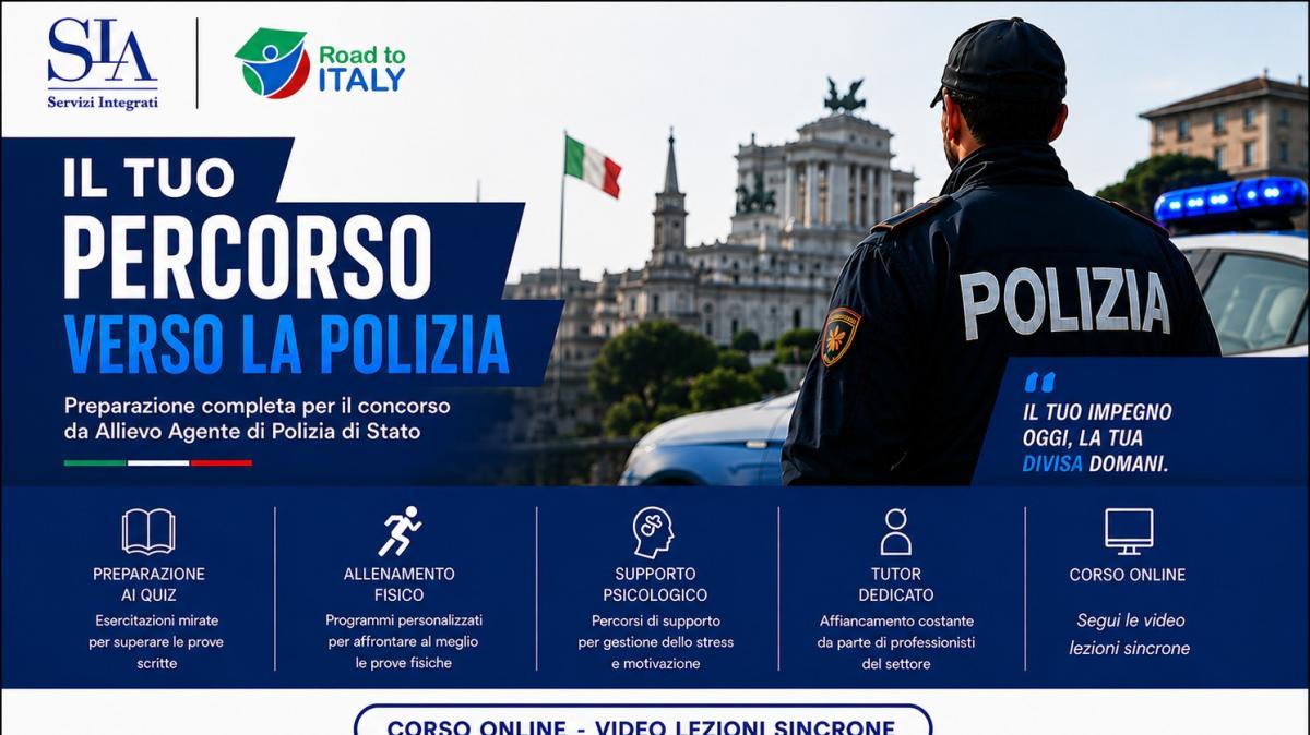 Concorso Polizia 2026, aperte le iscrizioni al corso SIA per prepararsi all’esame: posti limitati