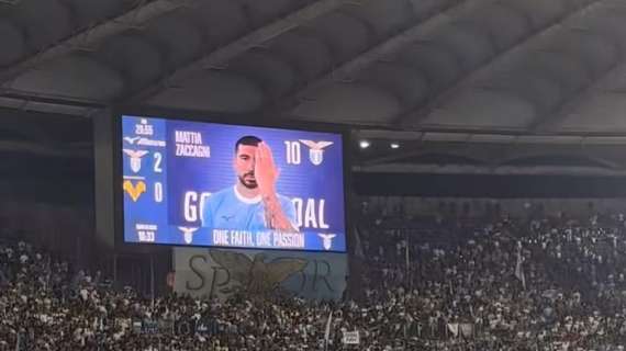 Lazio - Verona, Zaccagni in gol: l'esultanza della Nasti dalla tribuna - FOTO