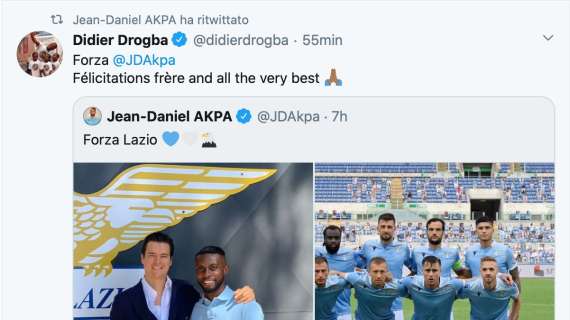 Lazio, il messaggio di Drogba per Akpa Akpro: "Fratello, ti auguro il meglio" - FT