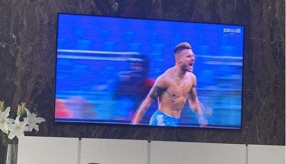 Lazio, il piccolo Immobile guarda il papà in tv: "Ma quello è lui?" - FOTO