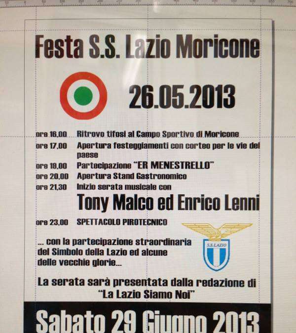 Infinita Coppa Italia: il 29 giugno festa a Moricone, serata presentata da Lalaziosiamonoi.it