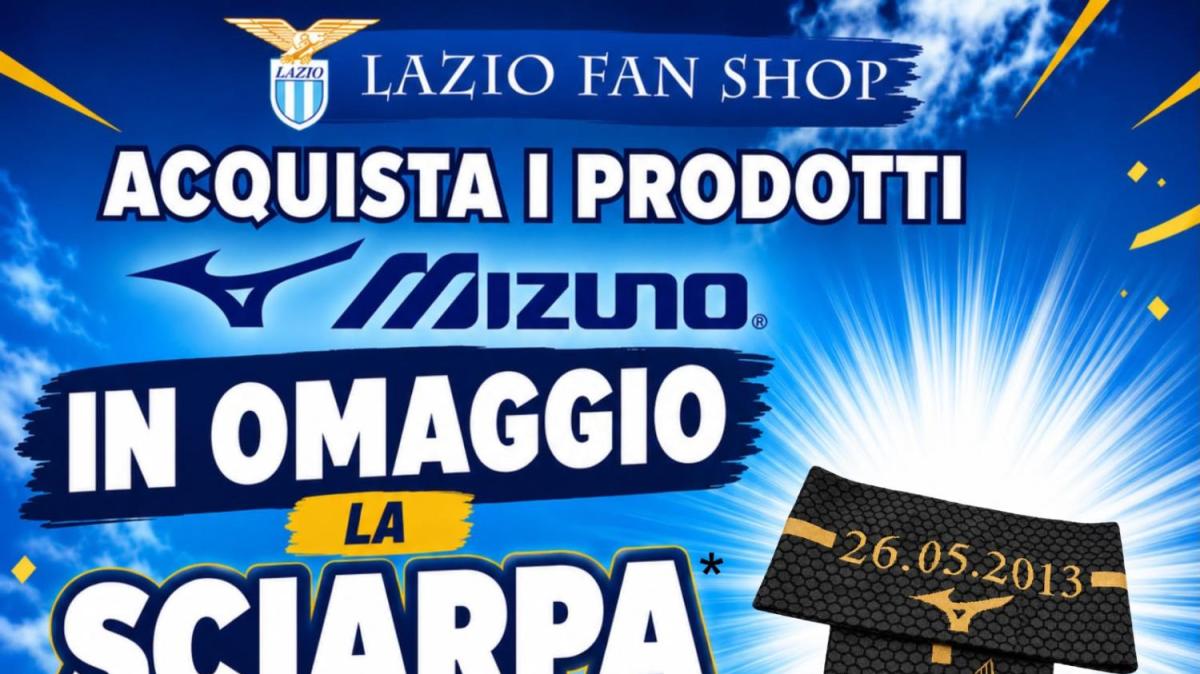LAZIO FAN SHOP: ACQUISTA I PRODOTTI MIZUNO, PER TE SUBITO IN OMAGGIO UNA SCIARPA