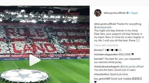 Proto dà l'addio all'Olympiacos su Instagram: valanga di messaggi di laziali e greci - FOTO&VIDEO