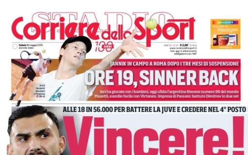 Lazio, la prima pagina del Corriere dello Sport carica: "Vincere!" - FOTO