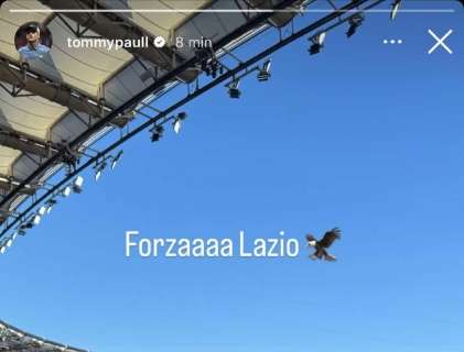 Lazio, Tommy Paul freme dalla tribuna Monte Mario: il post social