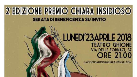 'Lazio 1915: Amore e guerra': il 23 aprile lo spettacolo teatrale per Chiara Insidioso