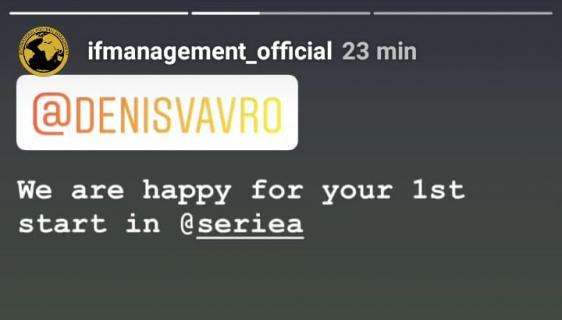 Lazio, l'agente di Vavro dopo l'esordio: "Orgoglioso di te!"