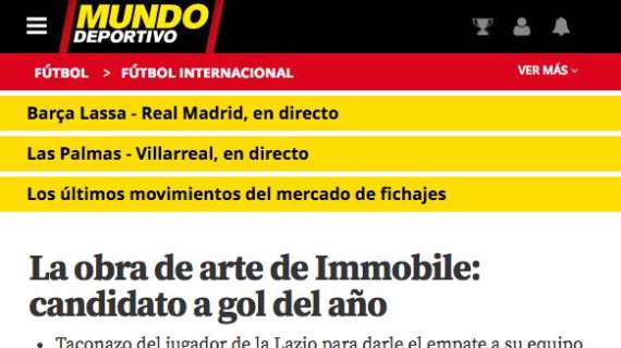 Mundo Deportivo celebra il gol di Immobile: "Un'opera d'arte, si candida per il premio Puskás!"
