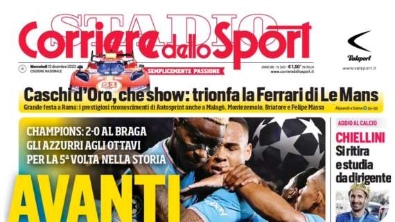 L'apertura del Corriere dello Sport: "Inter seconda, ora sorteggio da brividi"