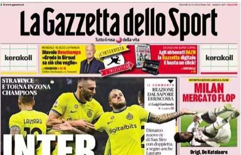 L'apertura de La Gazzetta dello Sport: "Inter ci 6". Bologna travolto a San Siro