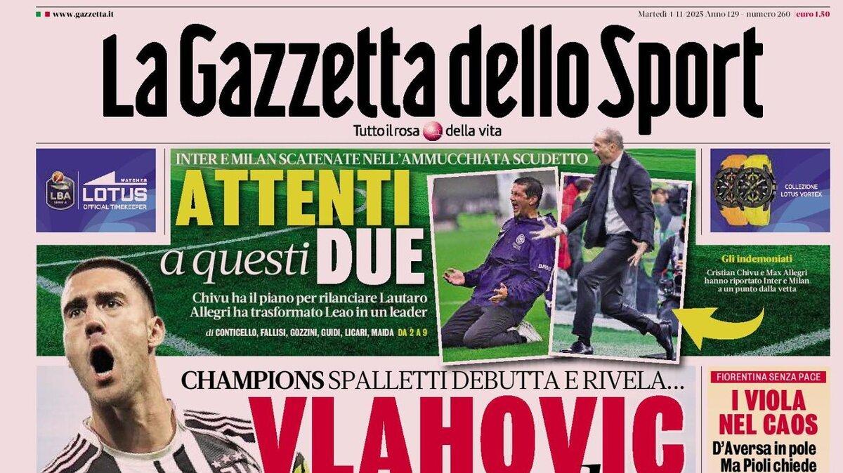 "Inter e Milan scatenati, attenti a questi due. Viola nel caos", la prima pagina de La Gazzetta dello Sport