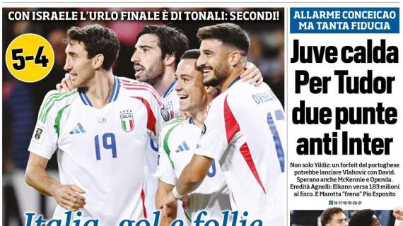 "Juve calda. Per Tudor due punte anti Inter", la prima pagina di TuttoSport