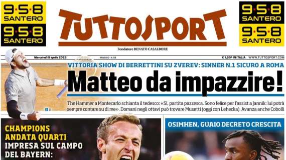 "Inter da urlo": la prima pagina di Tuttosport dopo la vittoria contro il Bayern