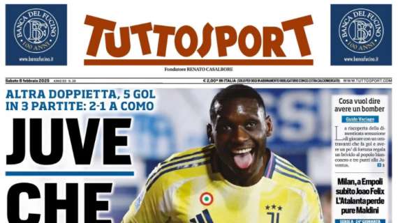 "Juve, che Kolo", l'ironia di Tuttosport in prima pagina. Sull'Inter: "E' vera crisi?"