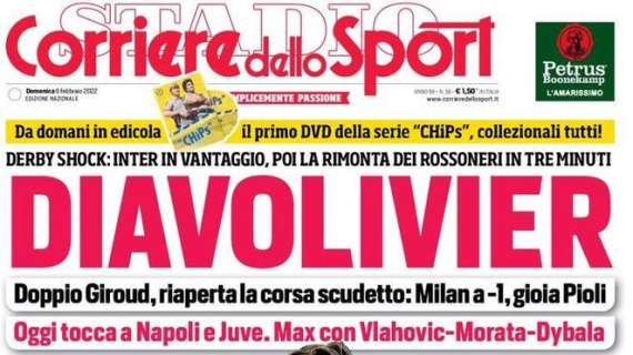 L'apertura del Corriere dello Sport: "Diavololivier"