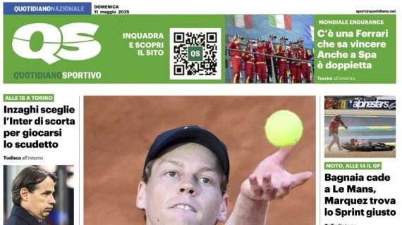 "Inzaghi sceglie l’Inter di scorta per giocarsi lo scudetto": la prima pagina del QS