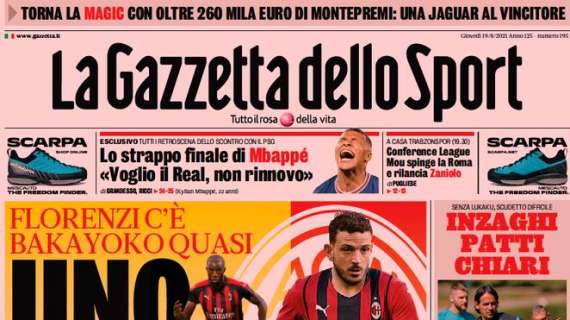 GdS in prima pagina: "Inzaghi, patti chiari. Vuole che il club fissi il traguardo: la zona Champions"