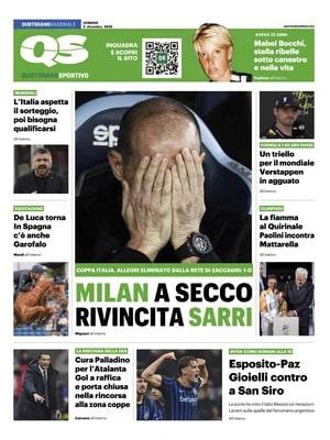 "Esposito-Paz. Gioielli contro a San Siro": la prima pagina del QS in vista di Inter-Como
