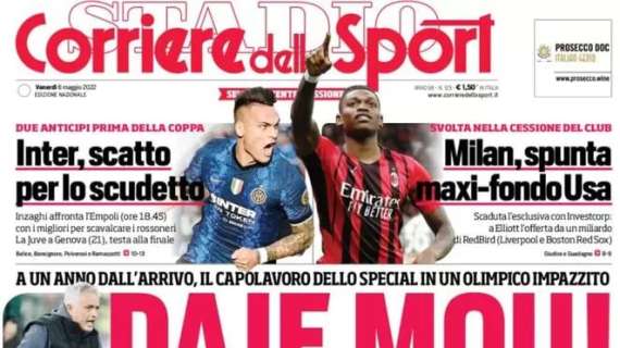 Il Corriere dello Sport in prima pagina: "Inter, scatto per lo scudetto"