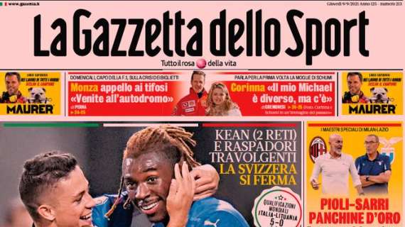 La Gazzetta dello Sport in apertura: "Gli intoccabili di Inzaghi"