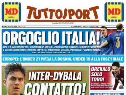 La prima pagina di Tuttosport: "Inter-Dybala, contatto!"