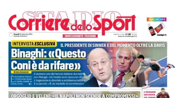 La prima pagina del Corriere dello Sport: "Thuram si prende l'Inter: Lautaro in panchina"